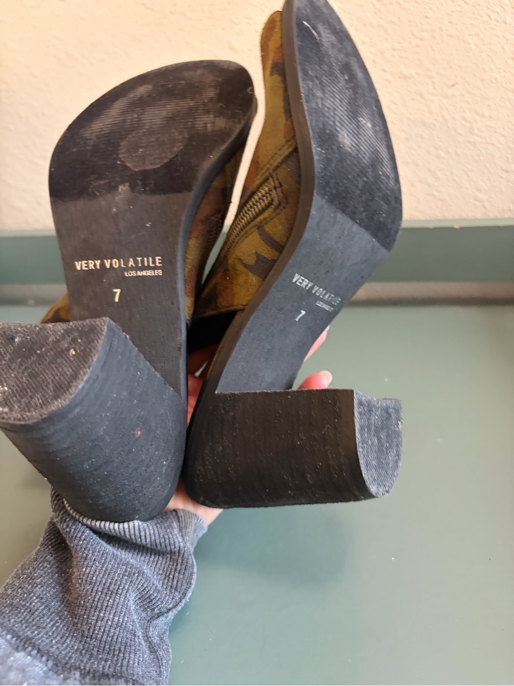 Volatile Camouflage Open-Toe Block Heel Booties Y2K - Picture 8 of 8